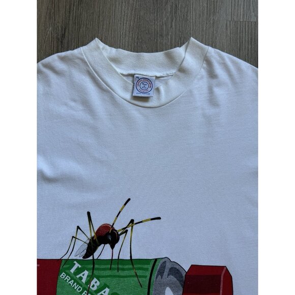 Vintage 90s Tabasco Hot Sauce Promo XL White Wrap Around Art Rare Food - Picture 3 of 16